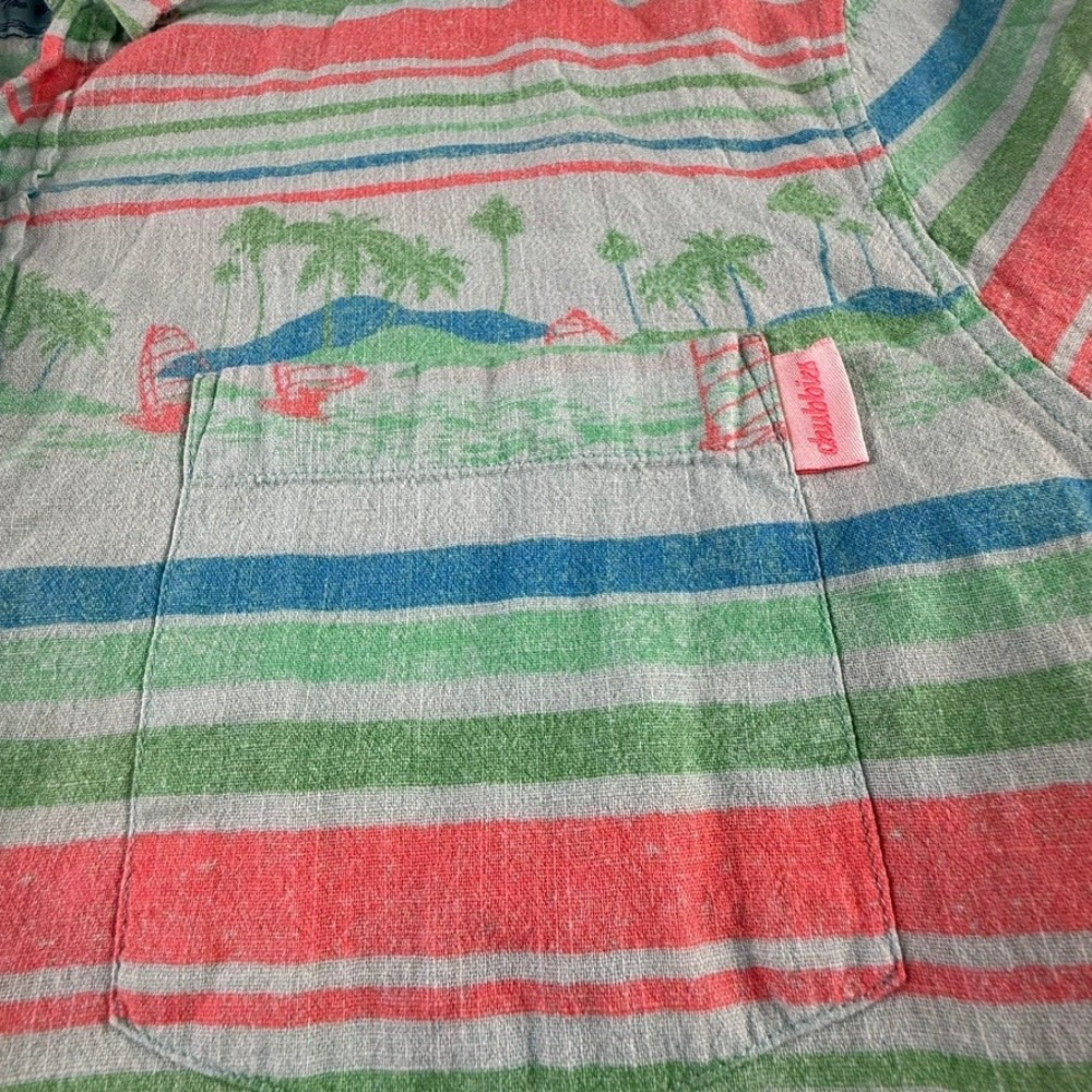 Chubbies Mens Large Short Sleeve Collared Shirt Tropical Palm Tree Stripe Green - Picture 7 of 12